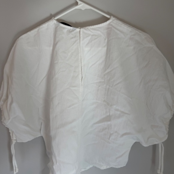 Zara Women’s White Top with Drawstring Sleeves | Size M | NWOT - Picture 2 of 5